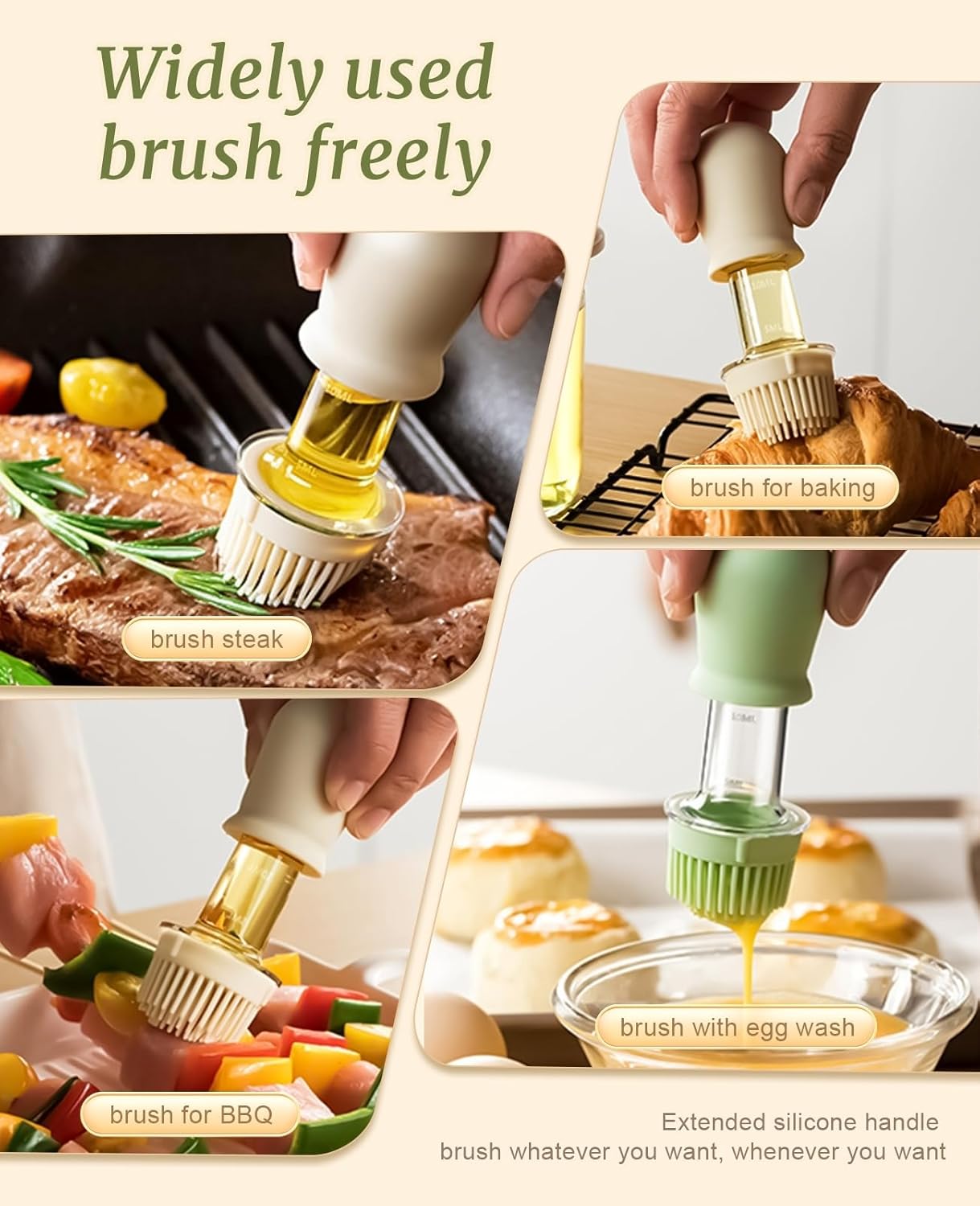 2 in 1 Squeeze Cooking Oil Dispenser Silicone Bottle Brush
