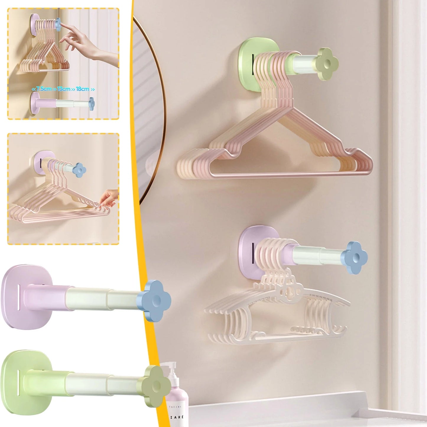 Retractable Wall-Mounted Clothes Rack for Balcony & Bathroom