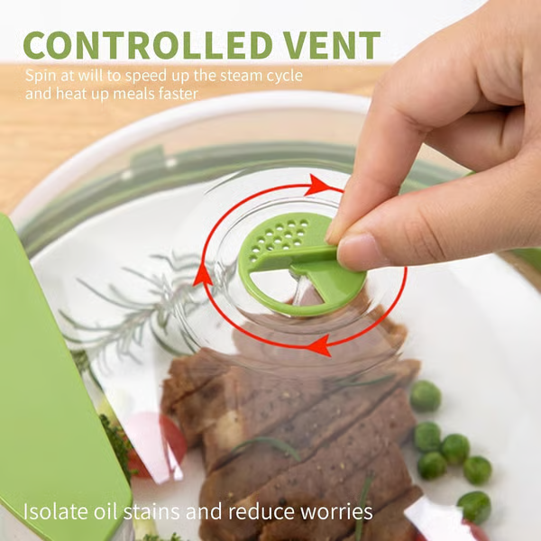 Microwave Food Cover with Built-In Steamer