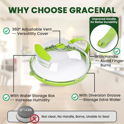 Microwave Food Cover with Built-In Steamer