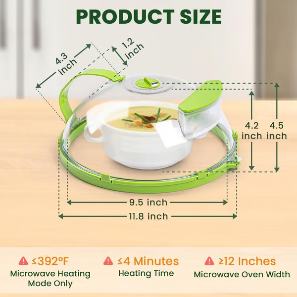 Microwave Food Cover with Built-In Steamer