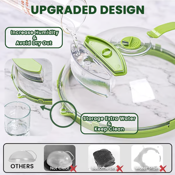 Microwave Food Cover with Built-In Steamer