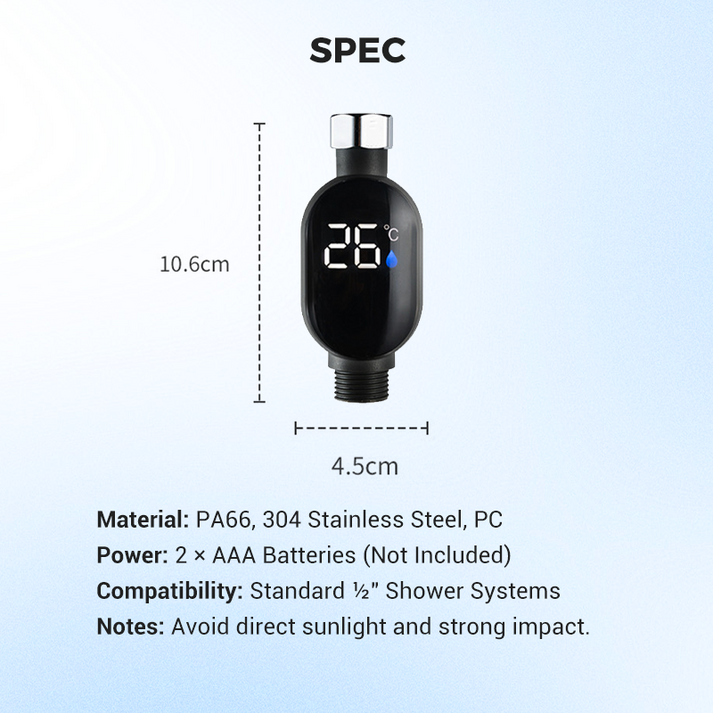 Shower Thermometer-Instant Digital Display (Waterproof & Easy Install for Safe Bathing)