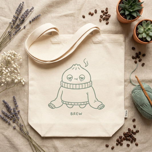 BREW Canvas Tote Bag | Dusty Sage | Trivra Inklings Collection