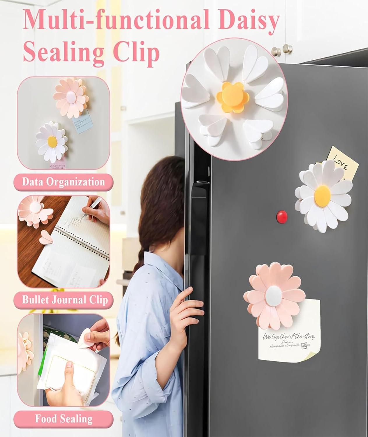Magnetic Daisy Bag Clip for Snacks Sealing