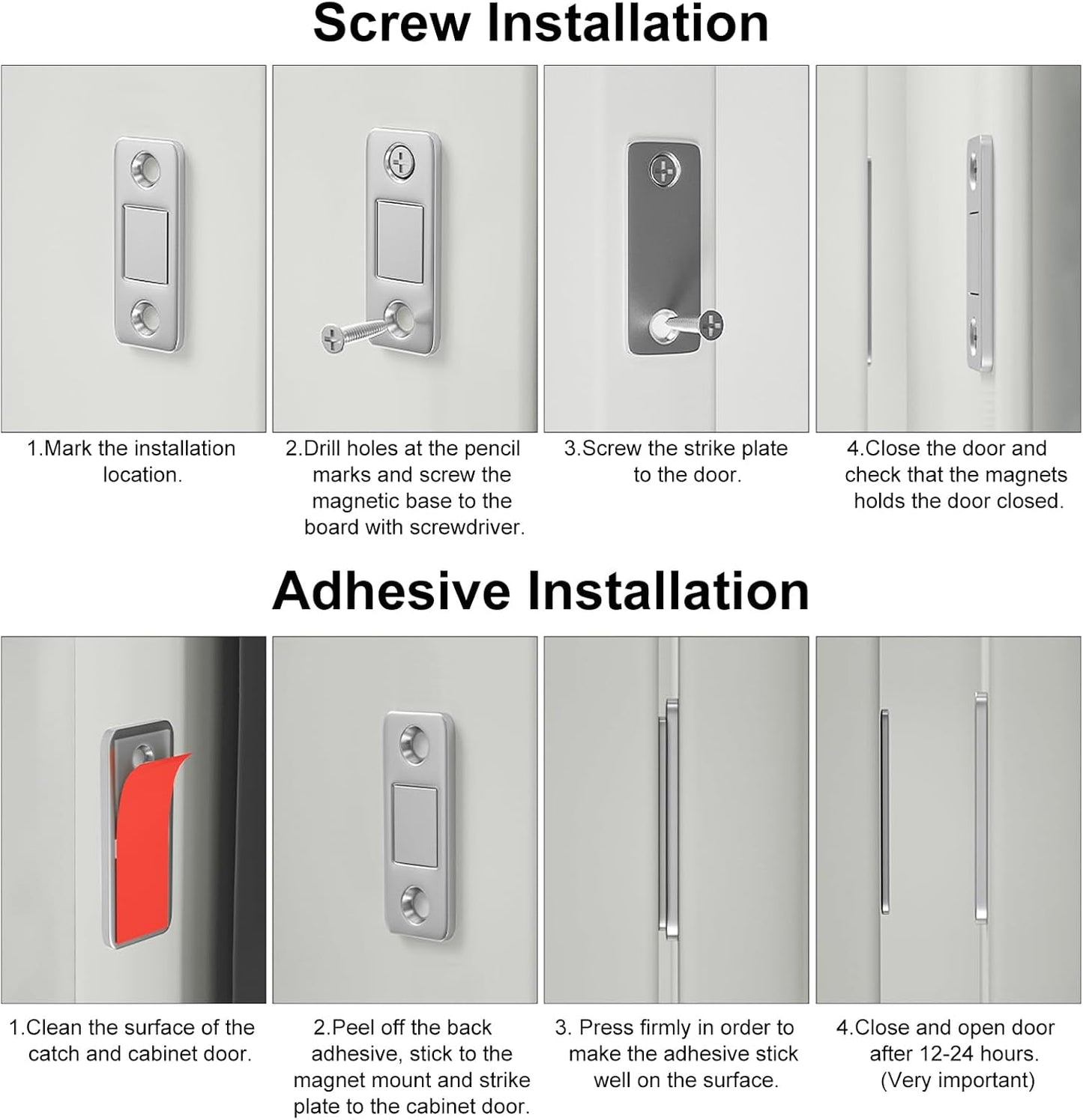 Ultra-Thin Self-Adhesive Magnetic Cabinet Door Catch (1 Set)