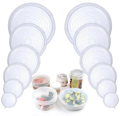 Set of 4 Food-Grade Silicone Food Storage Covers