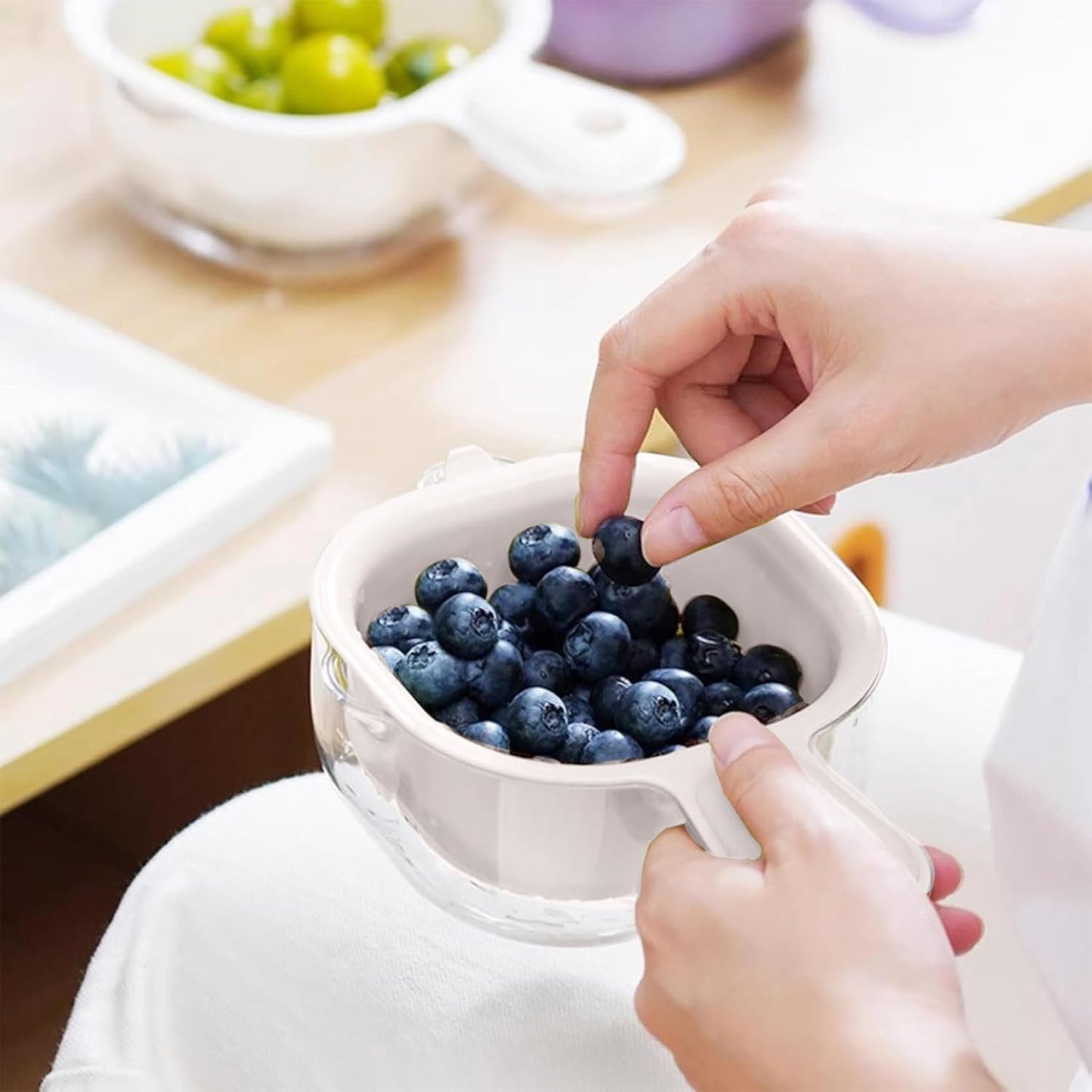 Colander Double-Layer Fruit Cleaning Bowl