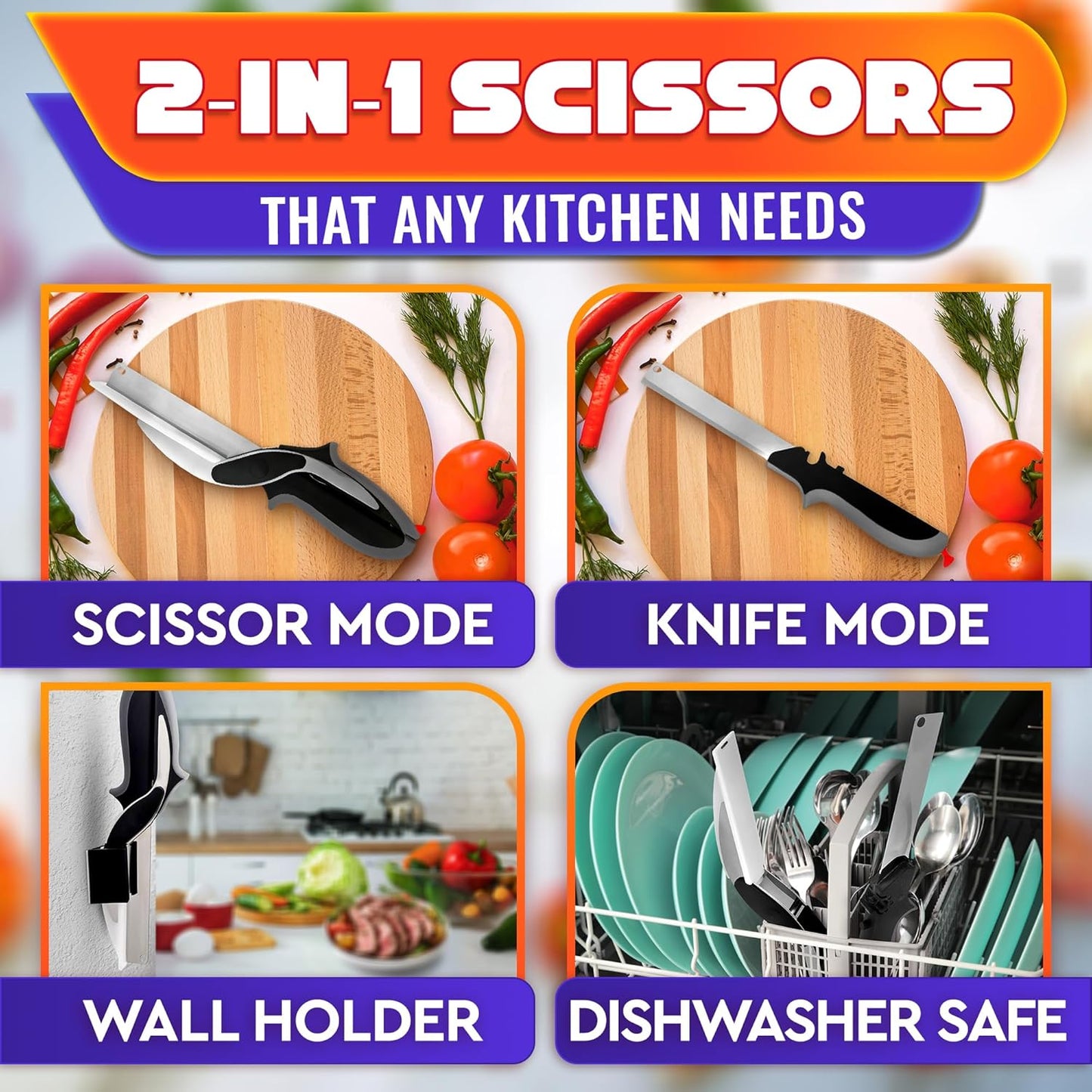 2 in 1 Kitchen Scissors for Food