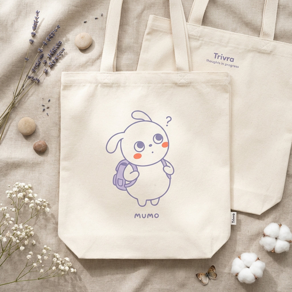 MUMO Canvas Tote Bag | Muted Lavender | Trivra Inklings Collection