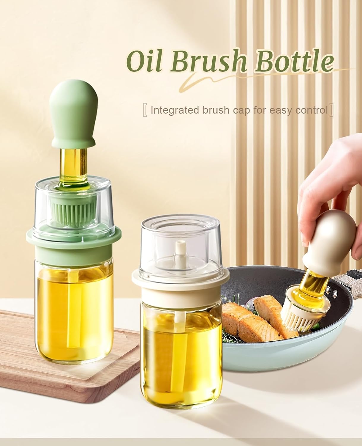2 in 1 Squeeze Cooking Oil Dispenser Silicone Bottle Brush