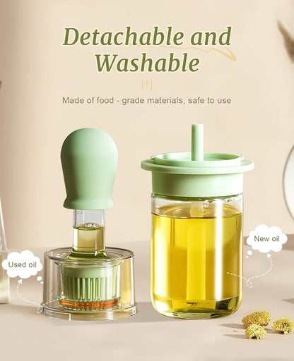 2 in 1 Squeeze Cooking Oil Dispenser Silicone Bottle Brush