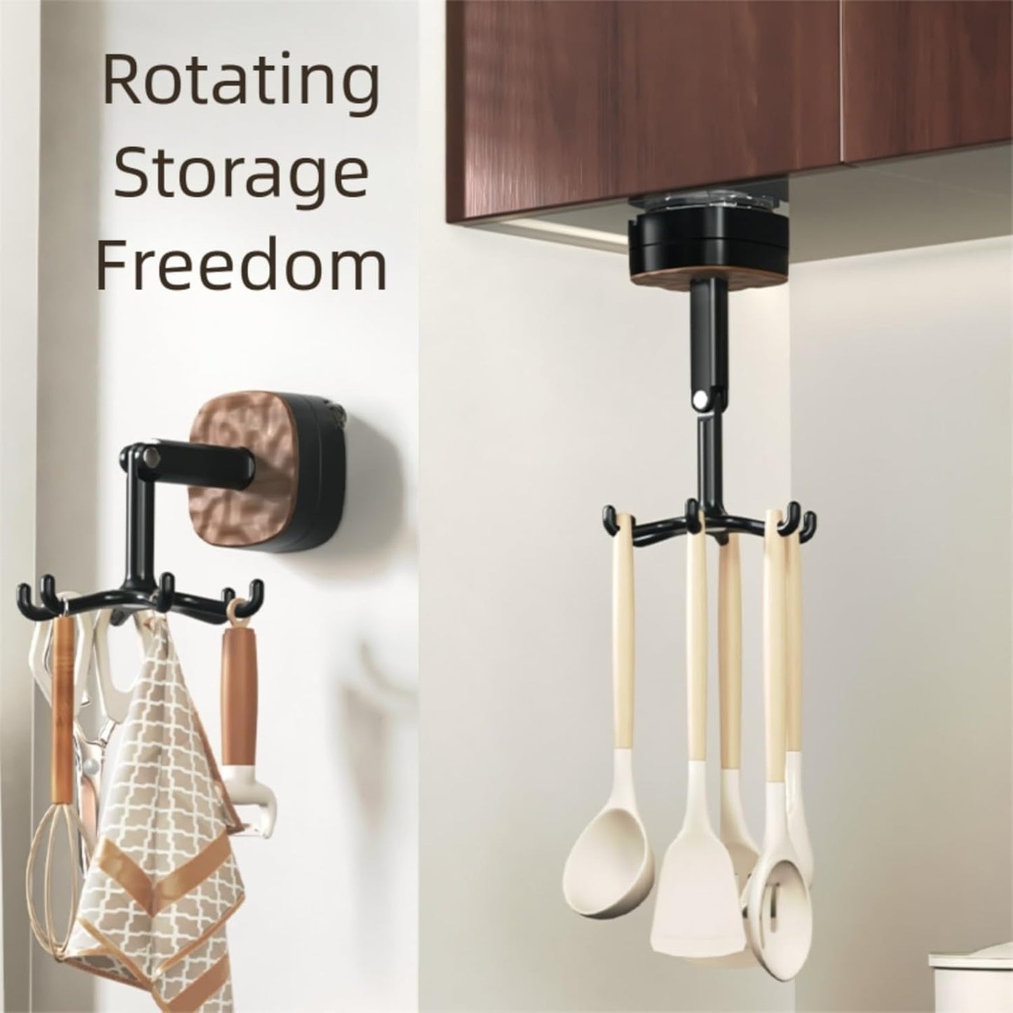 Kitchen Rotating Suction Cup Hook Wall-Mounted Storage Rack
