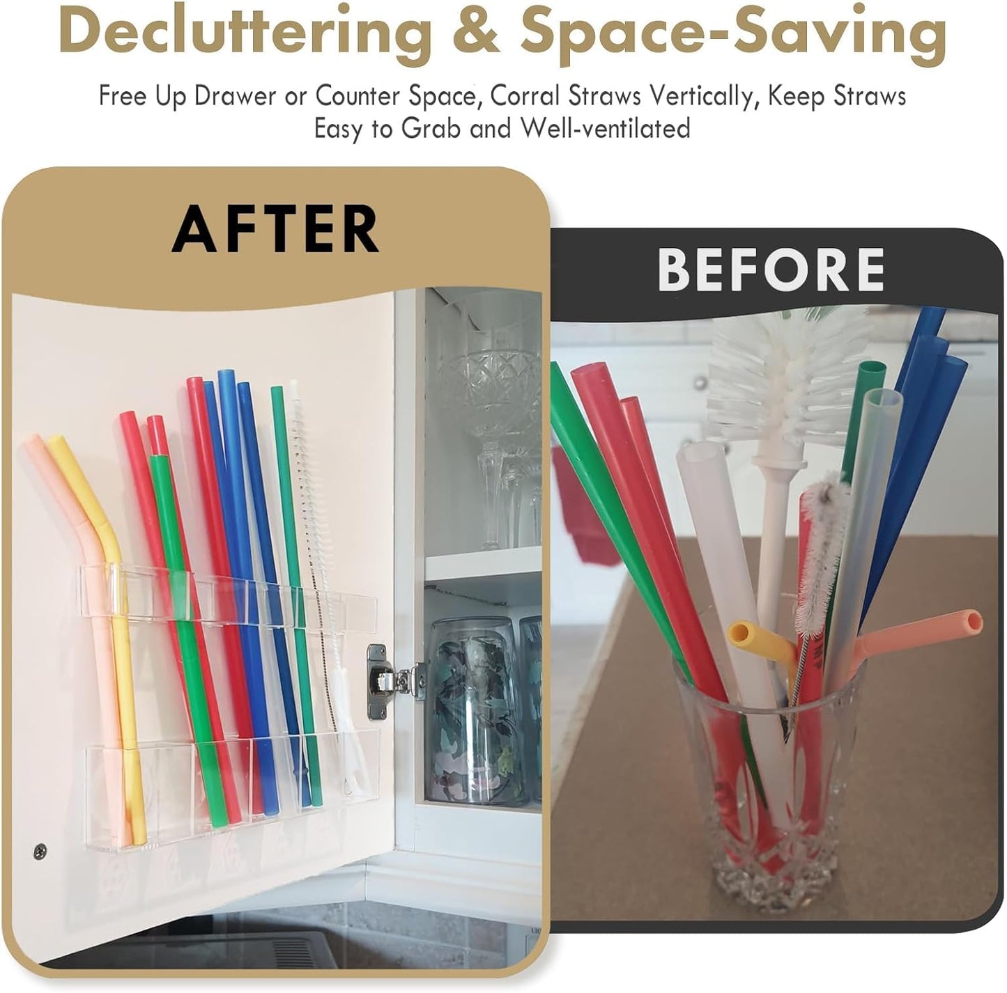 Acrylic Straw Holder for Cabinet Door