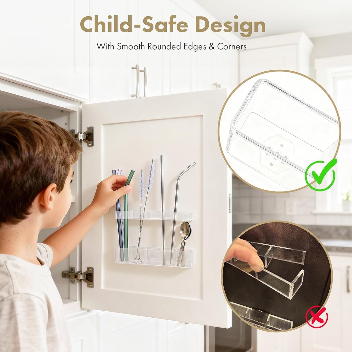 Acrylic Straw Holder for Cabinet Door