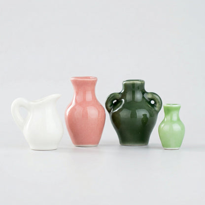 4PCS Handmade Refrigerator Magnets - Cute Mini Ceramic Vase Fridge Magnets with Artificial Flowers