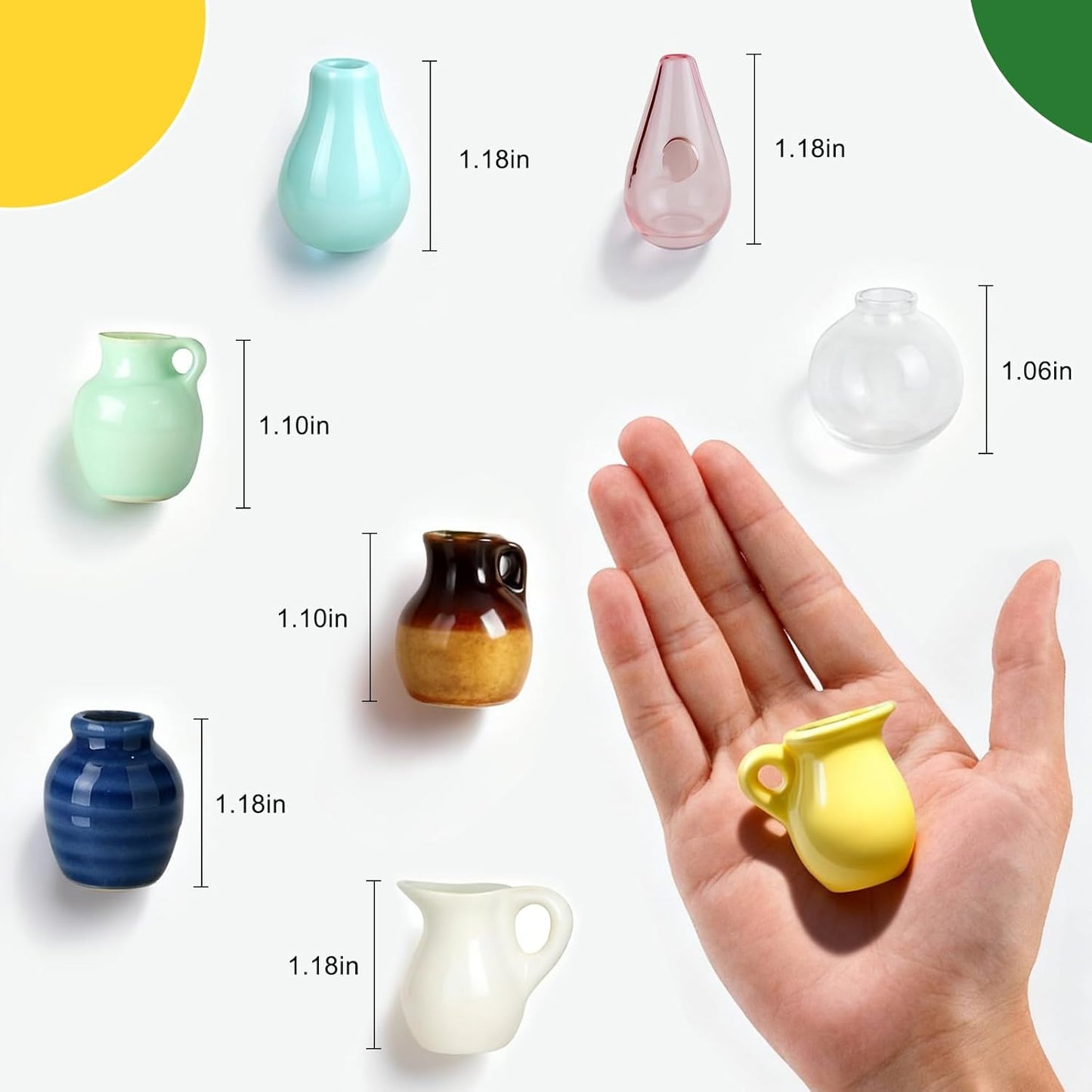 4PCS Handmade Refrigerator Magnets - Cute Mini Ceramic Vase Fridge Magnets with Artificial Flowers
