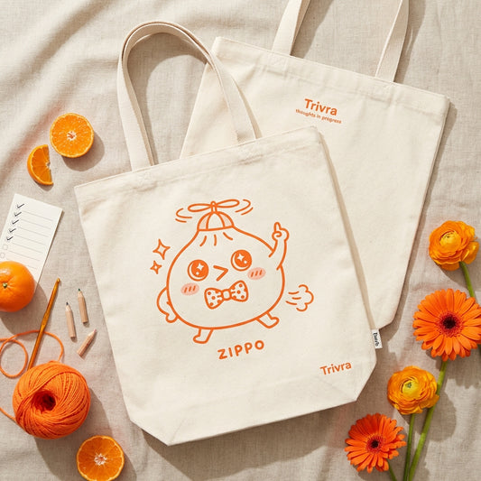 ZIPPO Canvas Tote | Tangerine Orange | Premium Cotton | Trivra